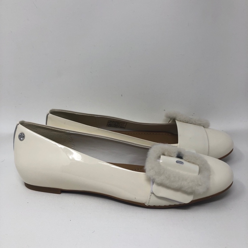 New Ugg Women's Cream Patent Leather Ballet Flats